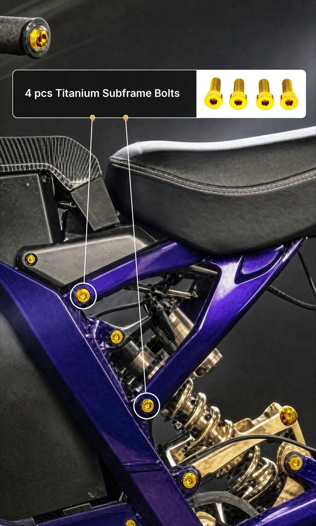 Titanium Seat/ Subframe Bolts for E-moto