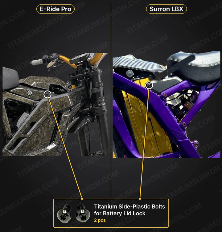 Titanium Side-Plastic Bolts for Battery Lid Lock — Surron LBX, E-Ride Pro