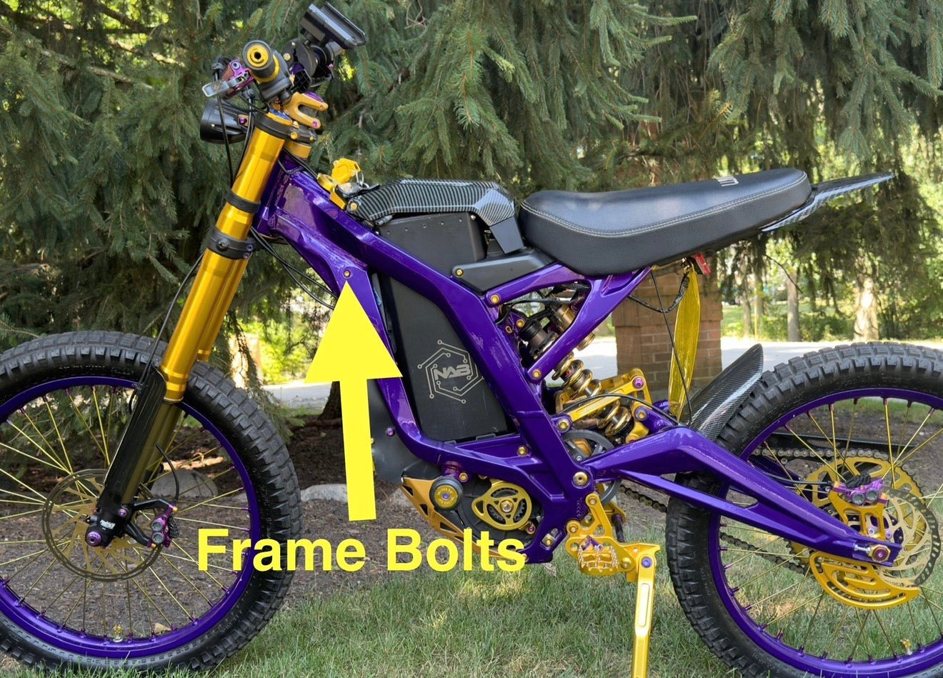 Titanium upper frame bolts for Surron, E-Ride Pro, and 79 Bike