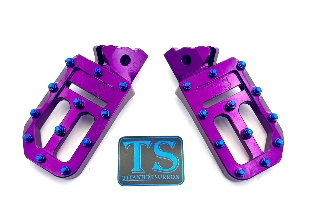 TS Custom Foot Pegs w/ Titanium Grips for Surron and Most Light E-moto