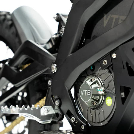 Ventus One Plus electric dirt bike — rear suspension and shock view