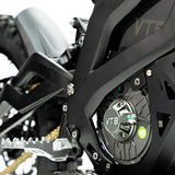 Ventus One Plus electric dirt bike — rear suspension and shock view