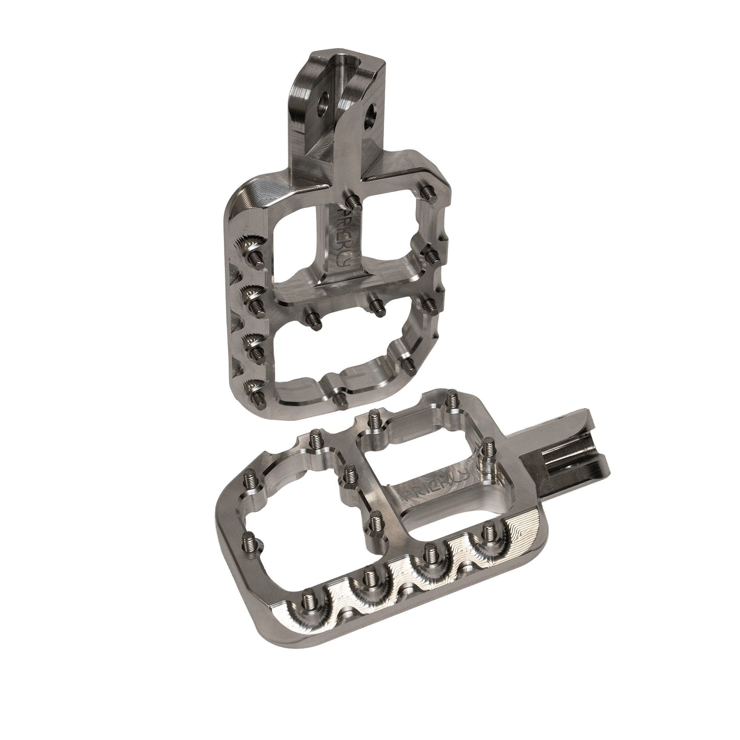 Prickly wide foot pegs for Talaria in raw billet 7075